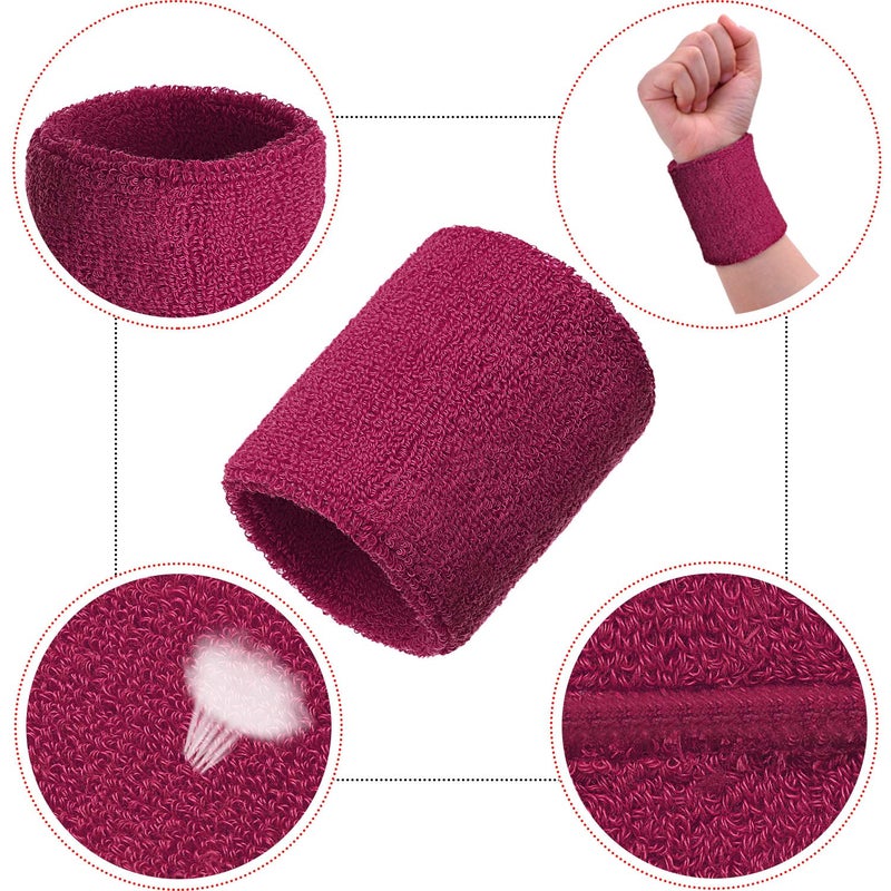 Bememo 12 Pcs Neon Sweatbands Wristband Sweat Wrist Band Competitions Absorbent Sweatbands for Men Women, for Sports, Running(3.15",Pink, Dark Pink, Dark Purple, Orange, Green, Lake Blue) - Image 4